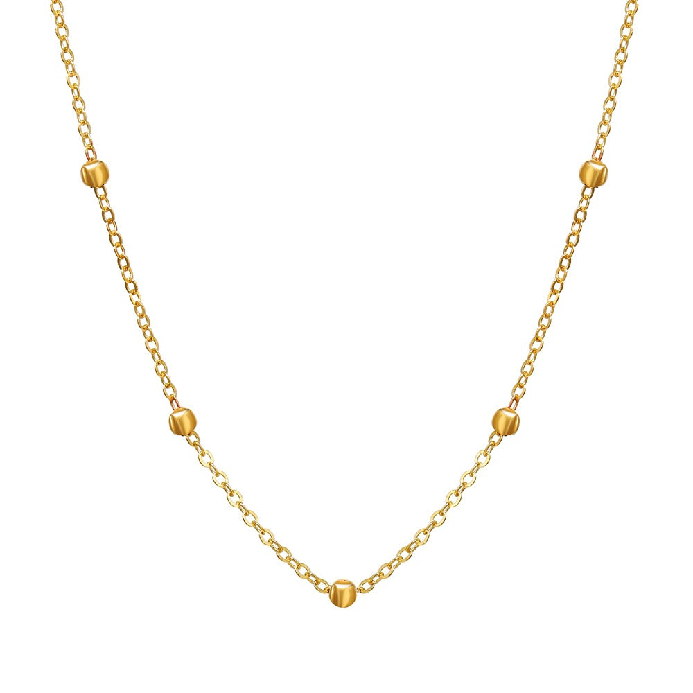Elegant Minimalist Copper Bead Clavicle Necklace with 18k Gold Plating