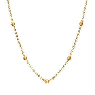 Elegant Minimalist Copper Bead Clavicle Necklace with 18k Gold Plating