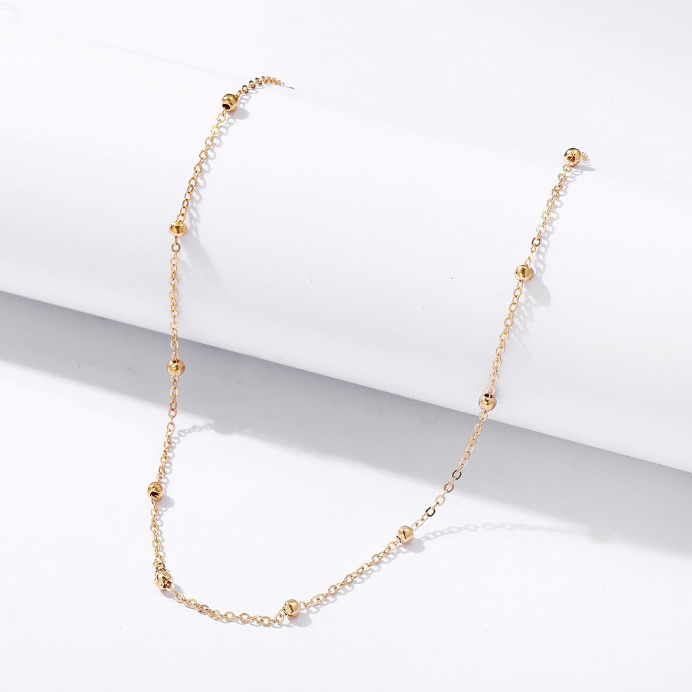 Elegant Minimalist Copper Bead Clavicle Necklace with 18k Gold Plating