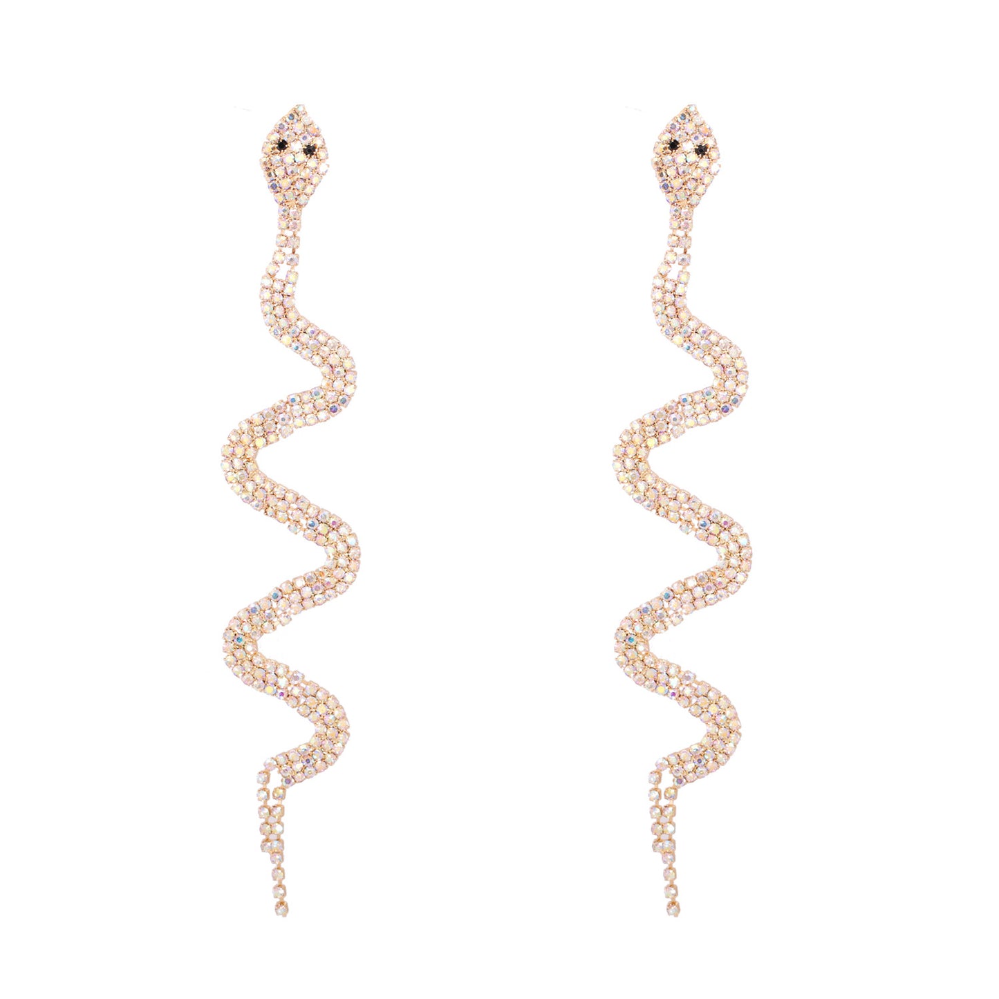 Inlaid Diamond Snake Stud Earrings for Women