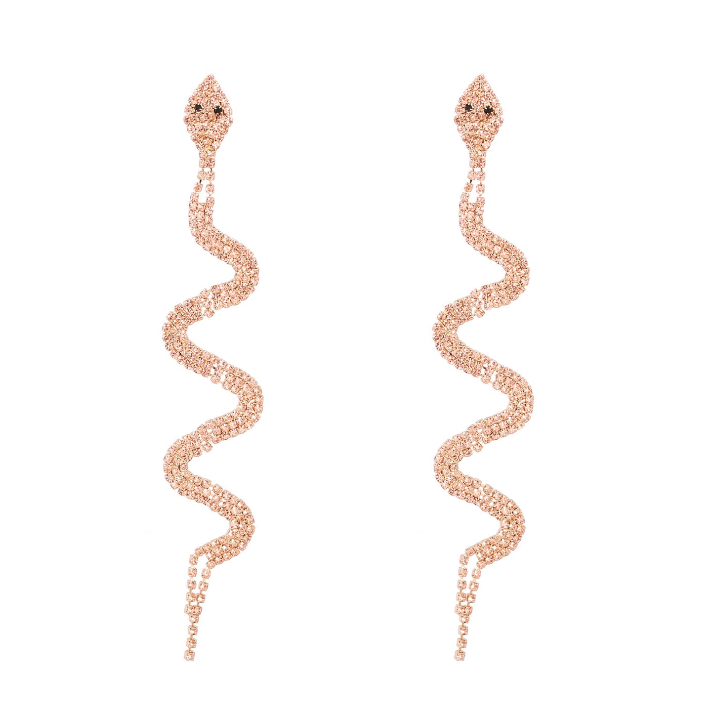 Inlaid Diamond Snake Stud Earrings for Women