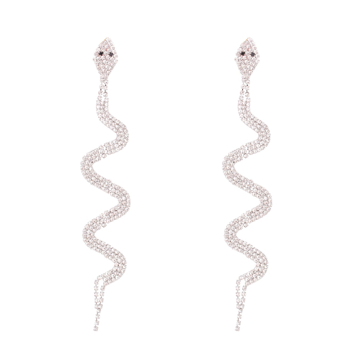 Inlaid Diamond Snake Stud Earrings for Women
