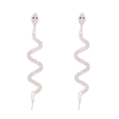 Inlaid Diamond Snake Stud Earrings for Women