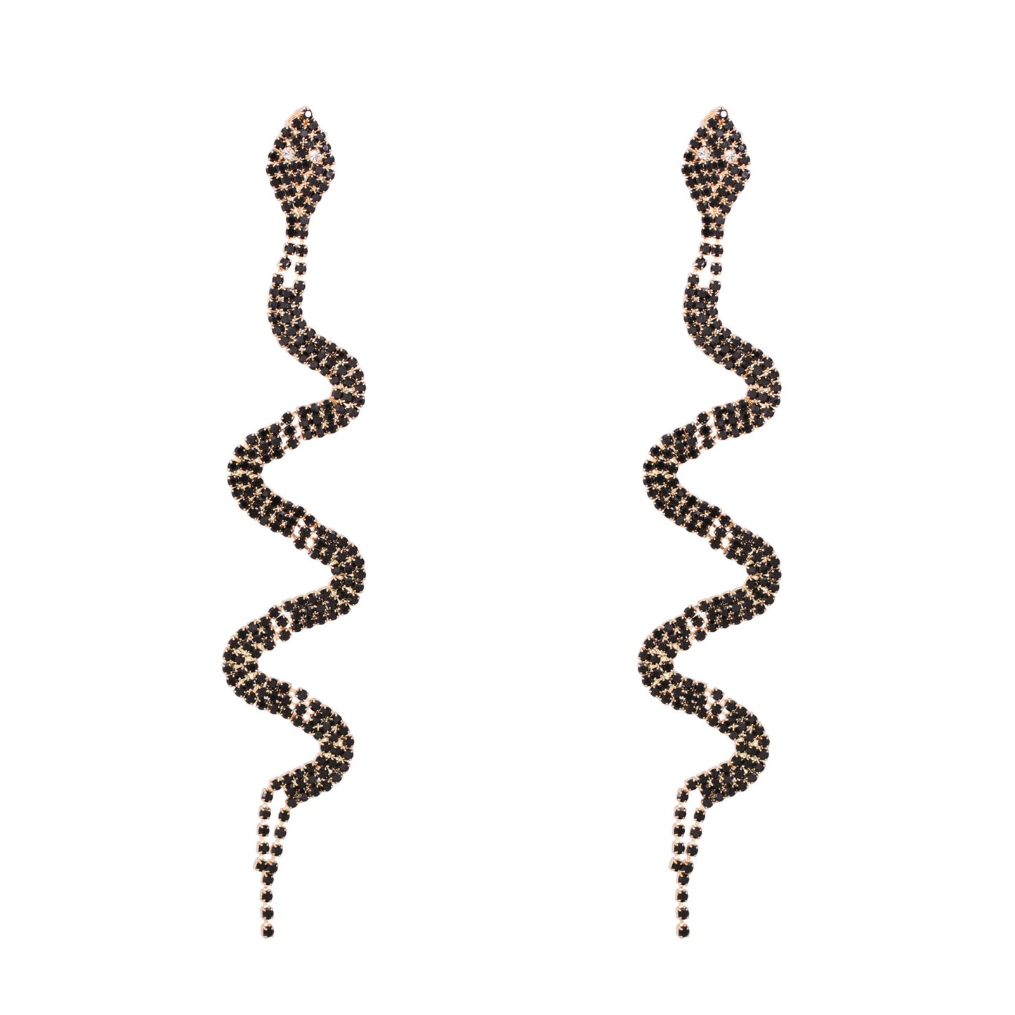 Inlaid Diamond Snake Stud Earrings for Women