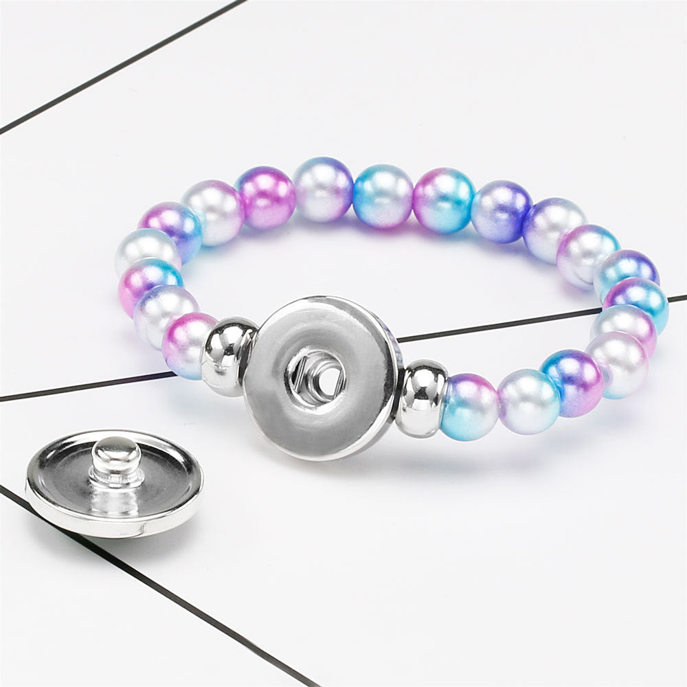 Children's Cartoon Unicorn String Bracelet with Colorful Faux Pearl Noosa Button Accessories
