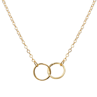 Alloy Double Ring Necklace - Creative Retro Simple Clavicle Chain