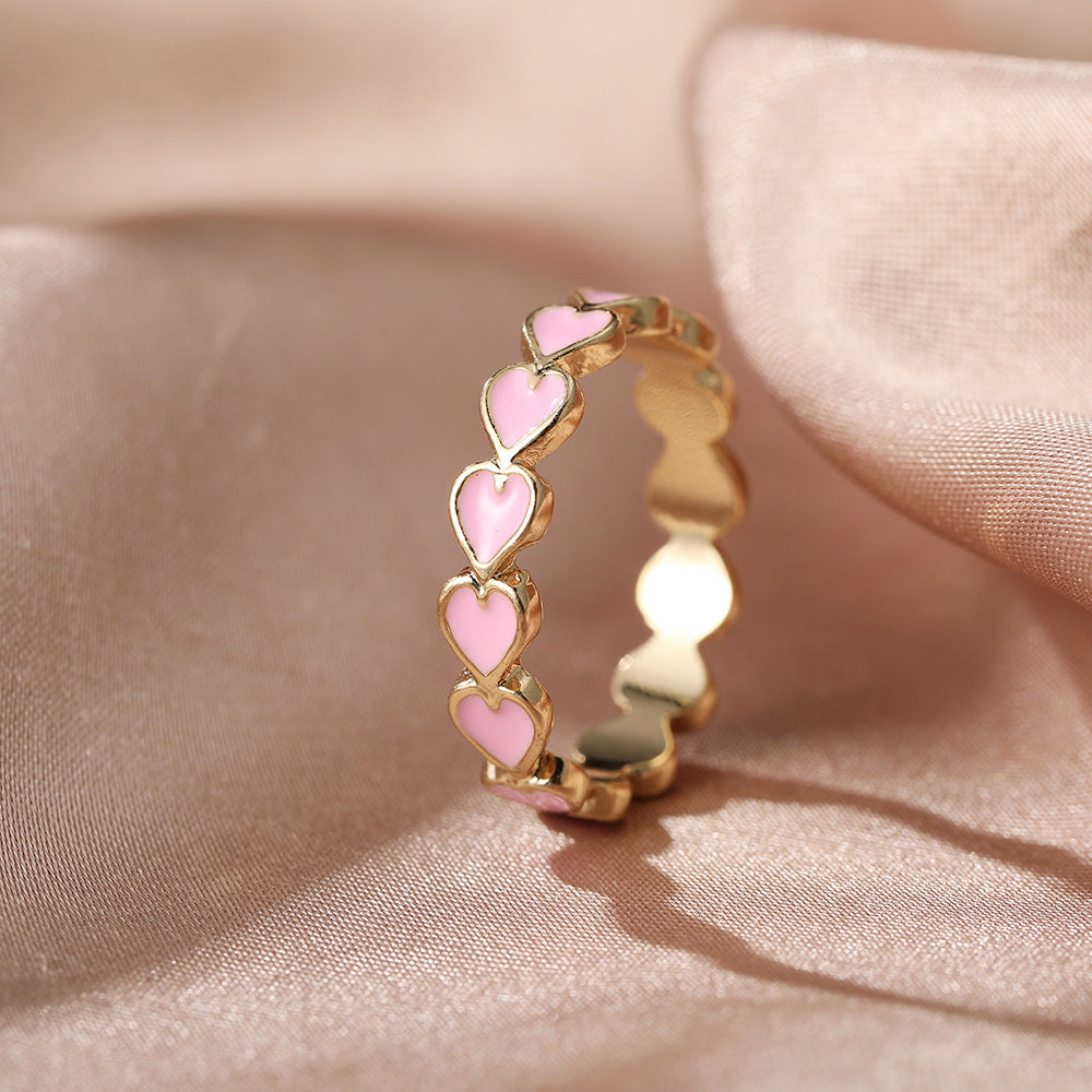 Creative Candy Color Heart Ring - Simple Alloy Love Design