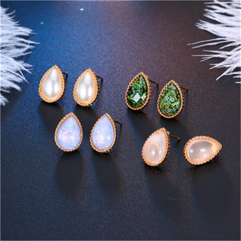 Gold Geometric Teardrop Resin Earrings
