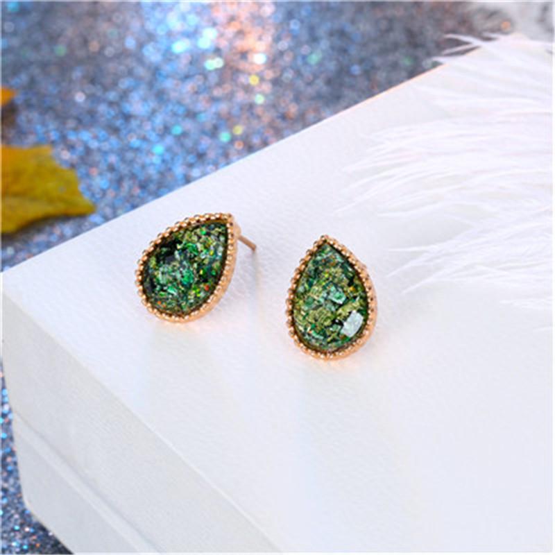 Gold Geometric Teardrop Resin Earrings