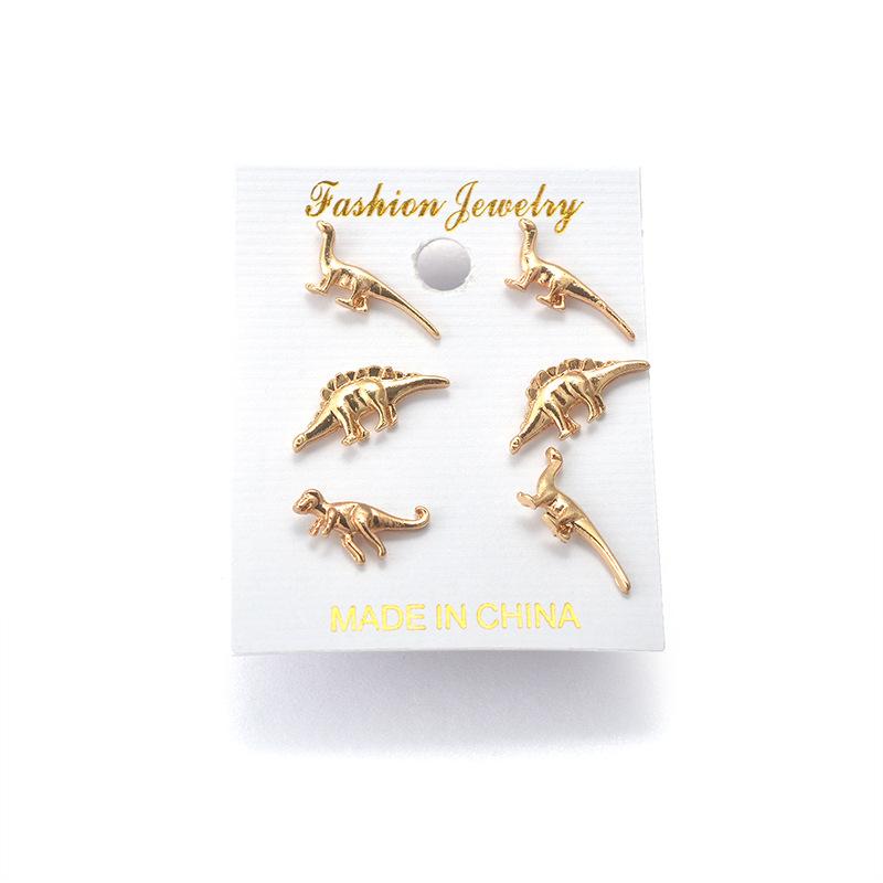 Dinosaur Animal Ear Cuff Clip Earrings in Silver and Gold