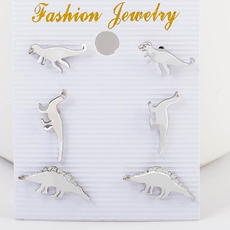 Dinosaur Animal Ear Cuff Clip Earrings in Silver and Gold