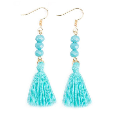 Multicolor Acrylic Beaded Tassel Earrings - Bohemian Style