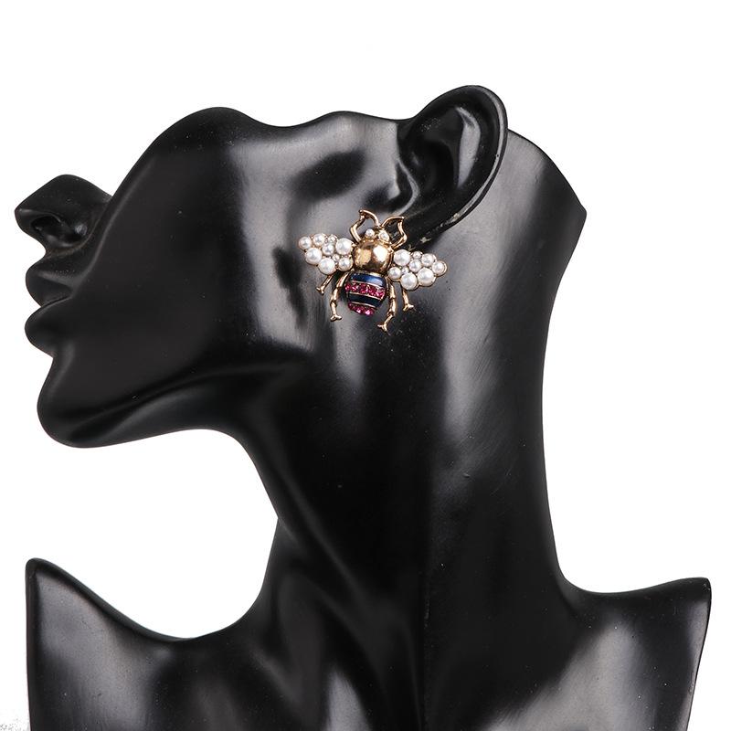 New Bee Vintage Pearl Insect Stud Earrings