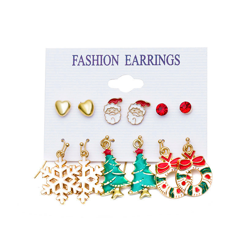 Christmas Snowman and Elk Earrings Set - Festive Holiday Jewelry Collection