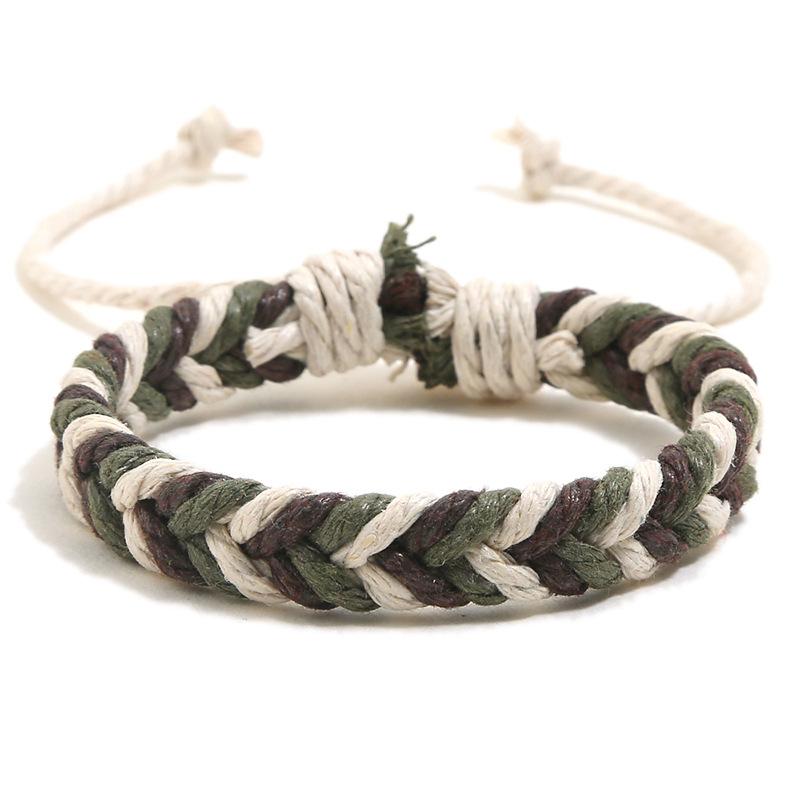 New Color Hemp Rope Hand-woven Bracelet with Titanium Steel Charm