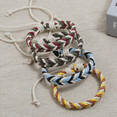 New Color Hemp Rope Hand-woven Bracelet with Titanium Steel Charm