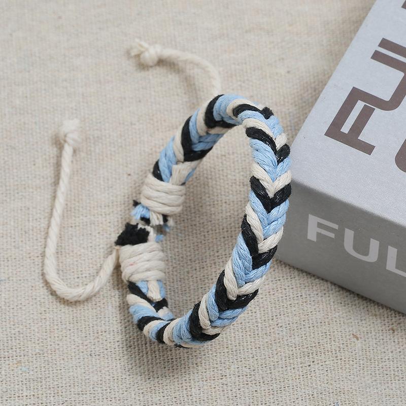 New Color Hemp Rope Hand-woven Bracelet with Titanium Steel Charm