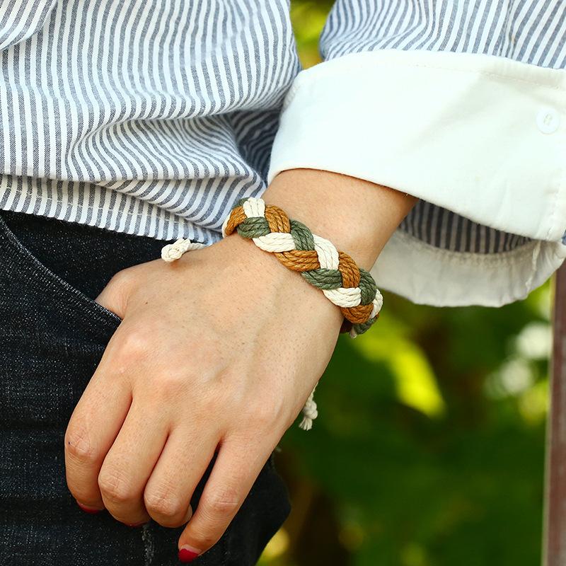 Colorful Hemp Rope Couple Bracelet Ethnic Hand-woven Jewelry