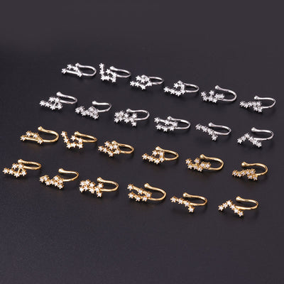 Copper Inlaid Zircon Zodiac Nose Ring Clip Jewelry