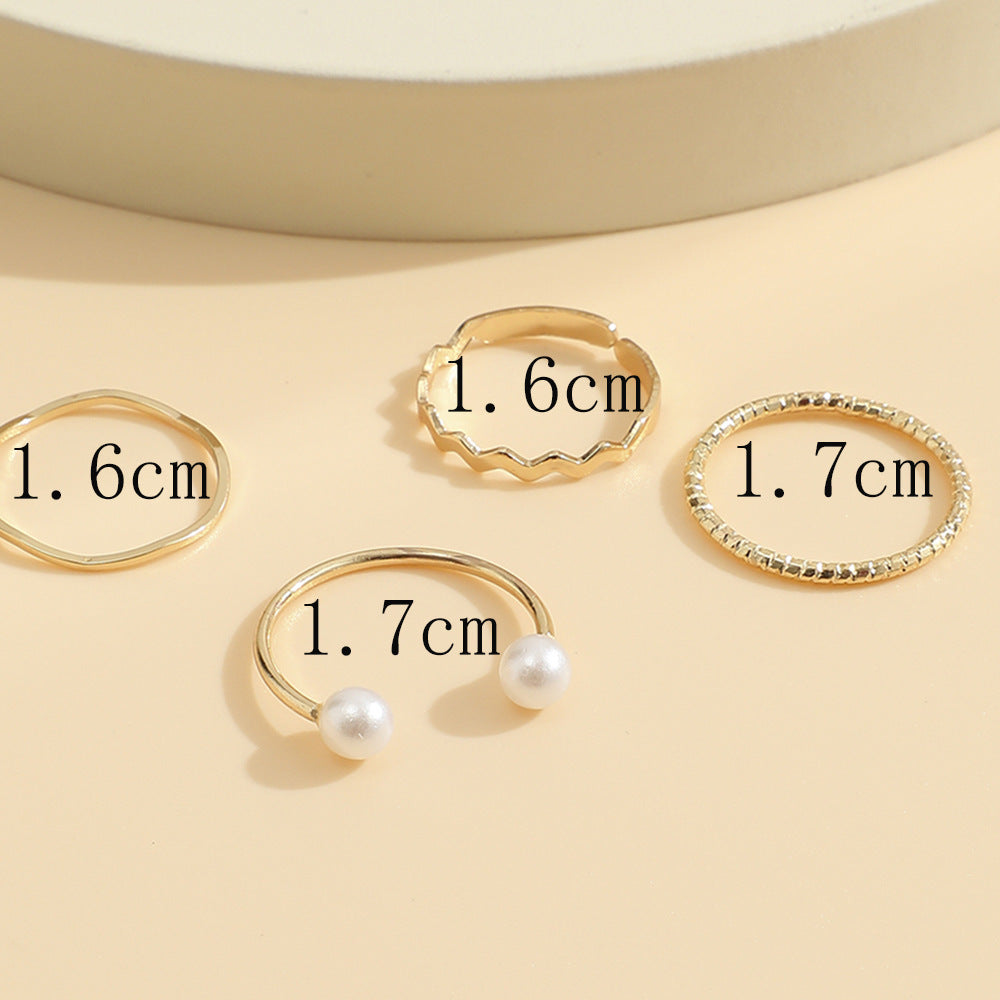 New Creative Fashion Jewelry Two Pearl Ring Set with Display Tray Props