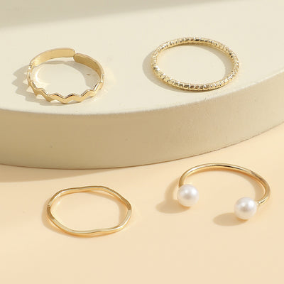New Creative Fashion Jewelry Two Pearl Ring Set with Display Tray Props