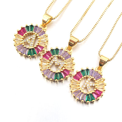 New Zirconia 26 Letter Necklace Simple English Pendant