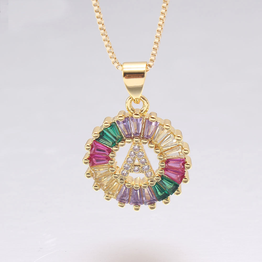 New Zirconia 26 Letter Necklace Simple English Pendant
