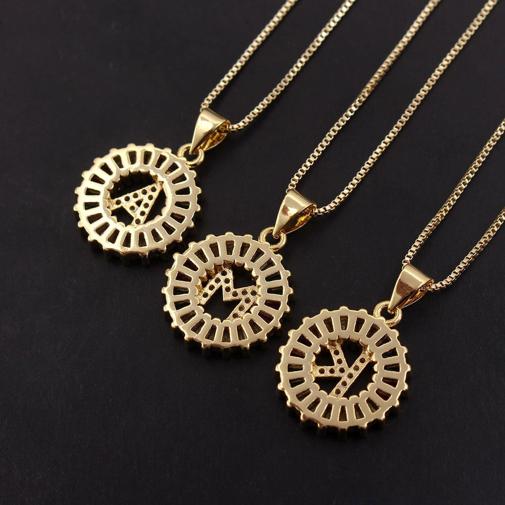 New Zirconia 26 Letter Necklace Simple English Pendant