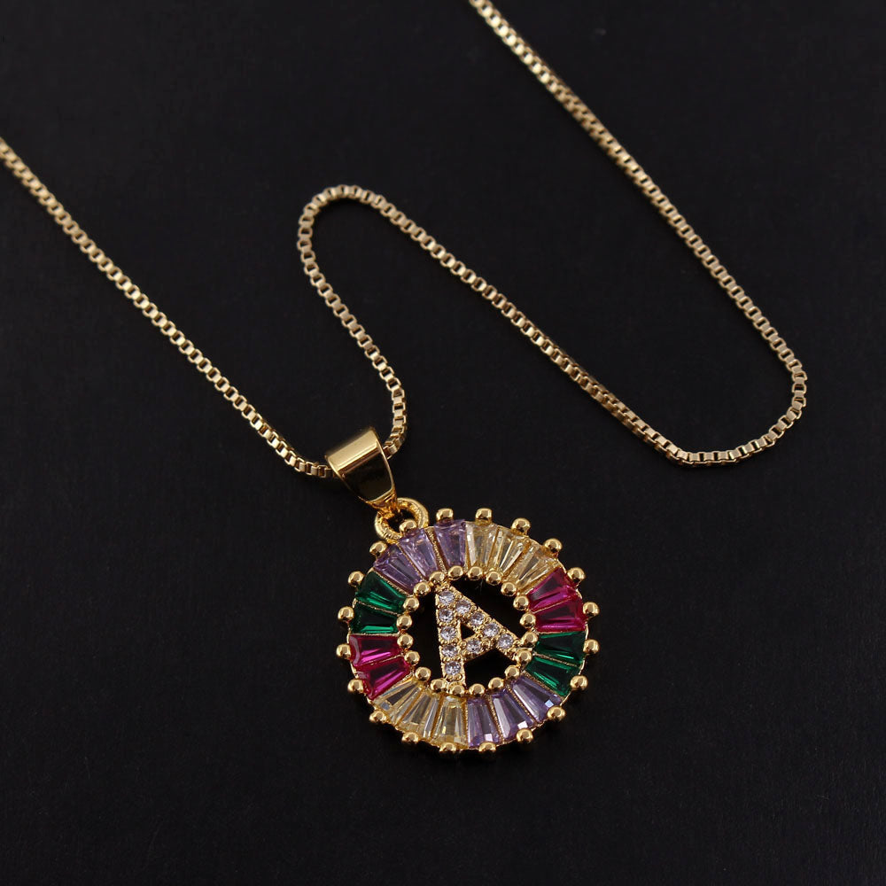 New Zirconia 26 Letter Necklace Simple English Pendant