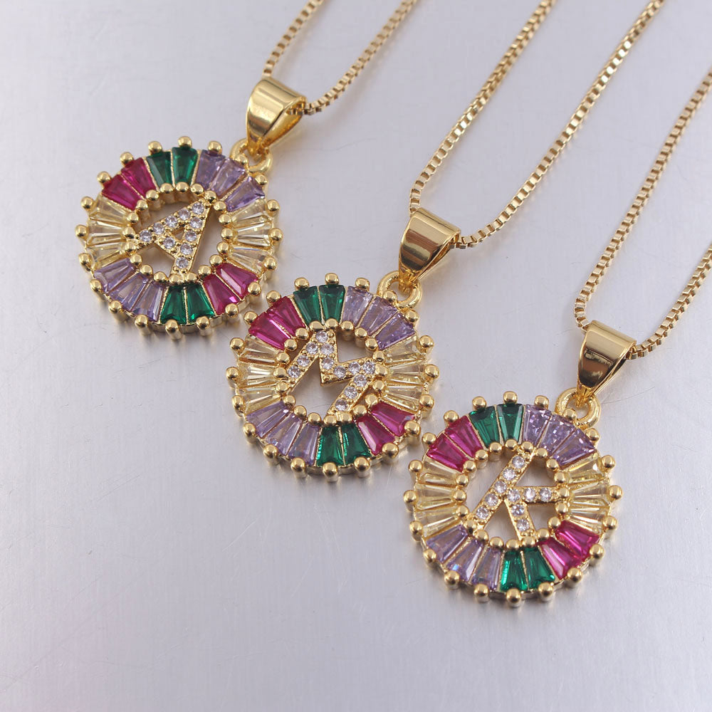 New Zirconia 26 Letter Necklace Simple English Pendant