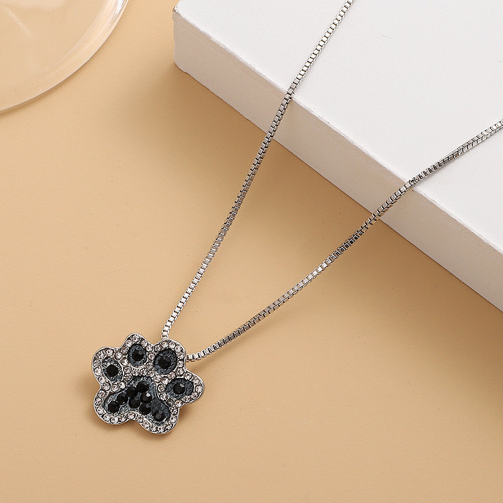 New Diamond Paw Print Pendant Necklace
