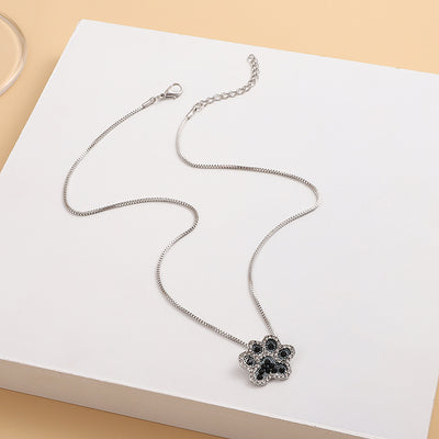 New Diamond Paw Print Pendant Necklace