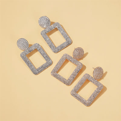 New Fashion Geometric Square Crystal Earrings