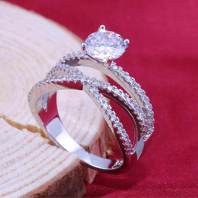 Eight Hearts & Arrows Zircon Double Winding Copper Engagement Ring
