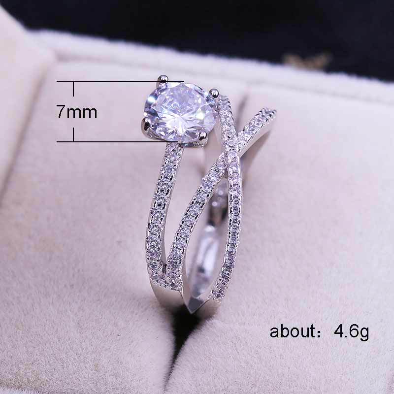 Eight Hearts & Arrows Zircon Double Winding Copper Engagement Ring