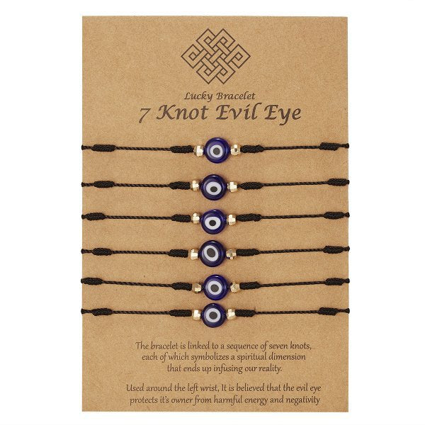 Evil Eye Bracelet Set - Blue Eye Braided Adjustable String Bracelets