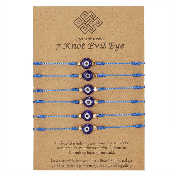 Evil Eye Bracelet Set - Blue Eye Braided Adjustable String Bracelets