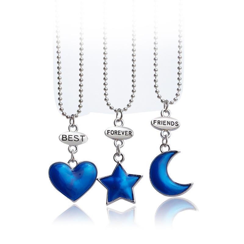 New Fashion Forever Friends Heart Moon Pendant Necklace