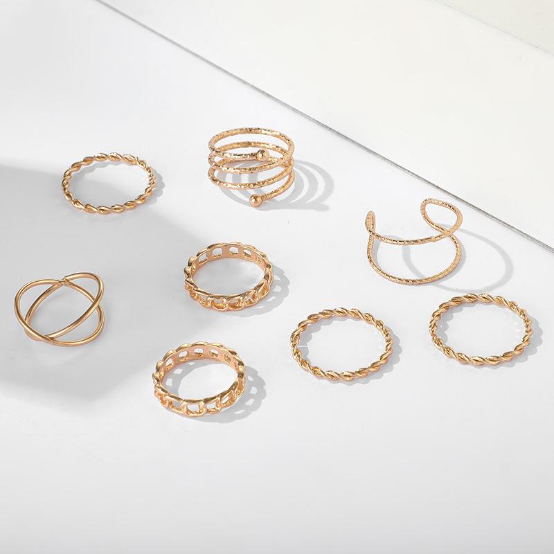 New Fashion Creative Retro Cross Pattern Knuckle Ring Set - 8 Pieces