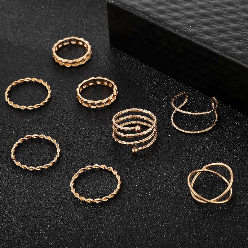 New Fashion Creative Retro Cross Pattern Knuckle Ring Set - 8 Pieces