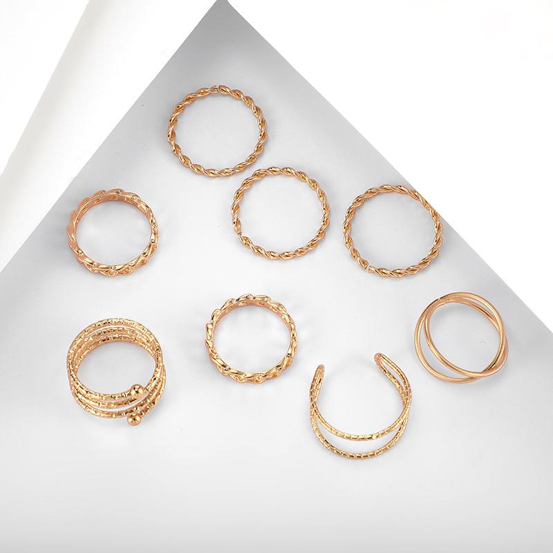 New Fashion Creative Retro Cross Pattern Knuckle Ring Set - 8 Pieces