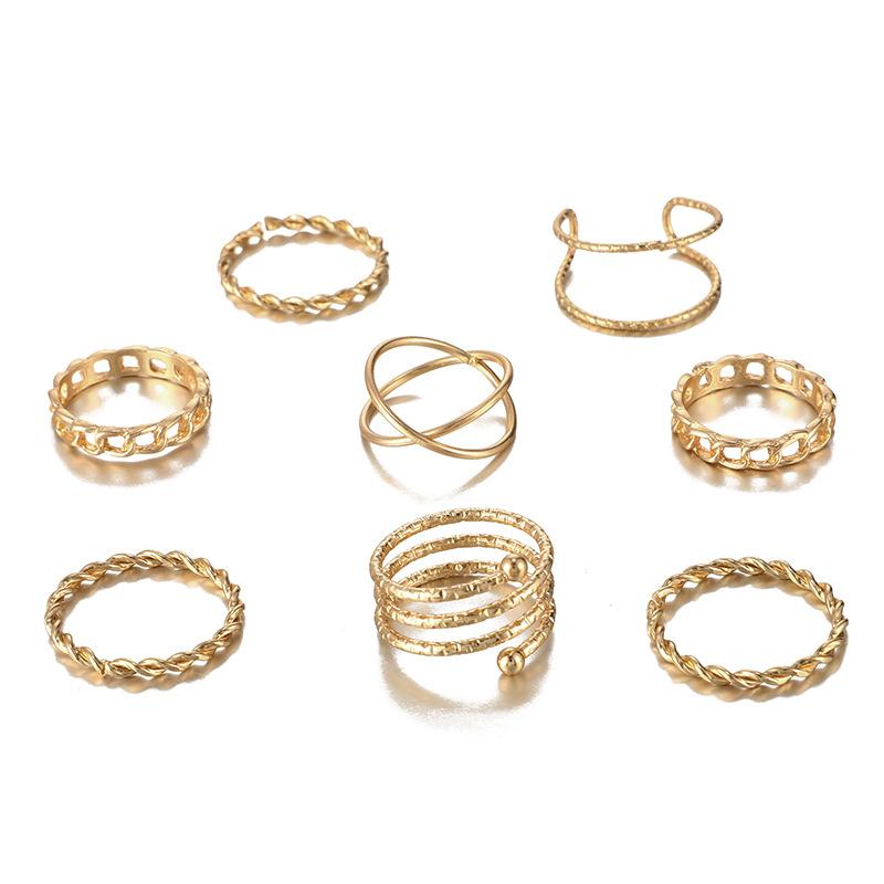New Fashion Creative Retro Cross Pattern Knuckle Ring Set - 8 Pieces