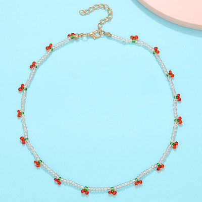 New Fashion Handmade Beaded Cherry Choker Necklace
