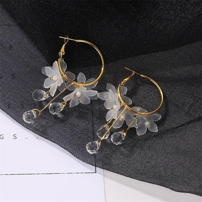 New Fashion Crystal Flower Earrings NHDP145265 - Elegant Korean Style Stud Jewelry