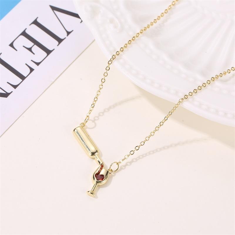 Creative Love Diamond Wine Bottle Goblet Pendant Necklace for Women