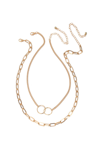 New Fashion Multi-layer Retro Alloy Metal Clavicle Chain Necklace with Circle and Cross Pendant