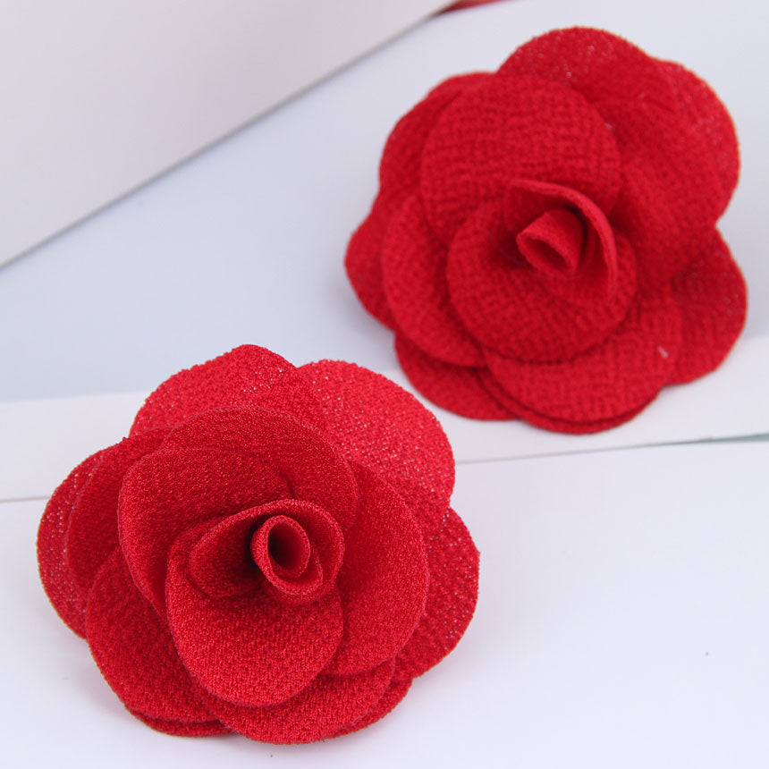 New Fashion Pastoral Rose Pearl Fabric Earrings and DIY Floral Accessories for Women