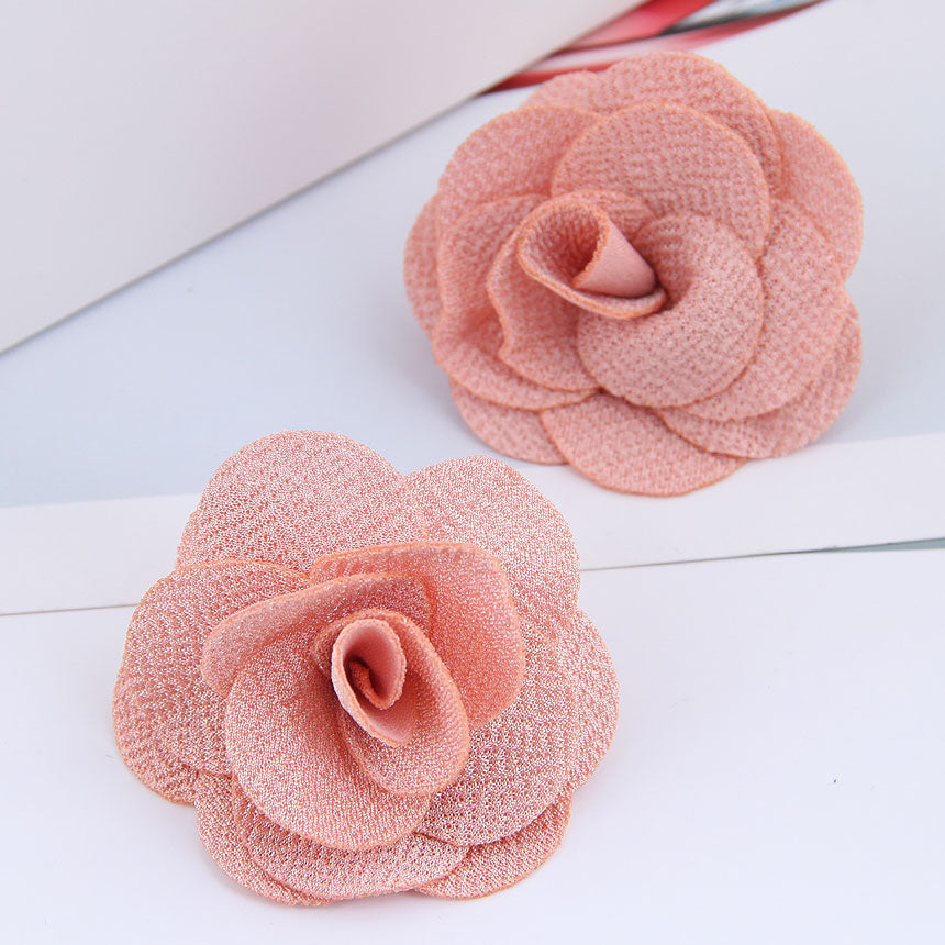 New Fashion Pastoral Rose Pearl Fabric Earrings and DIY Floral Accessories for Women
