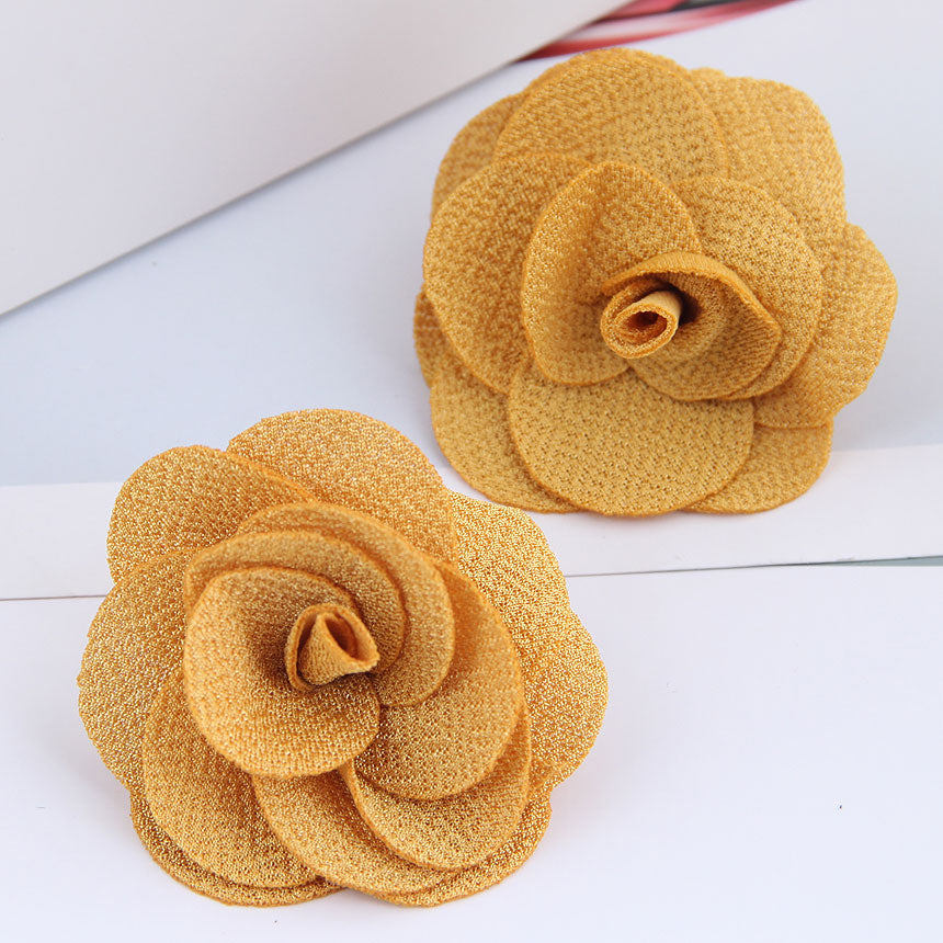 New Fashion Pastoral Rose Pearl Fabric Earrings and DIY Floral Accessories for Women