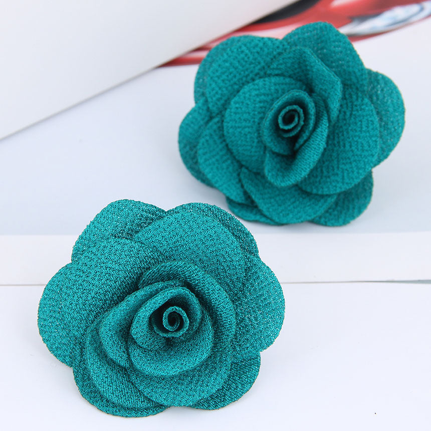 New Fashion Pastoral Rose Pearl Fabric Earrings and DIY Floral Accessories for Women